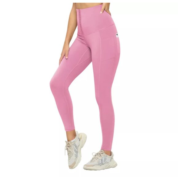 Otos Pants - Women's Body Shaper Yoga Leggings, High Waist with Hook Closure, Side Pockets